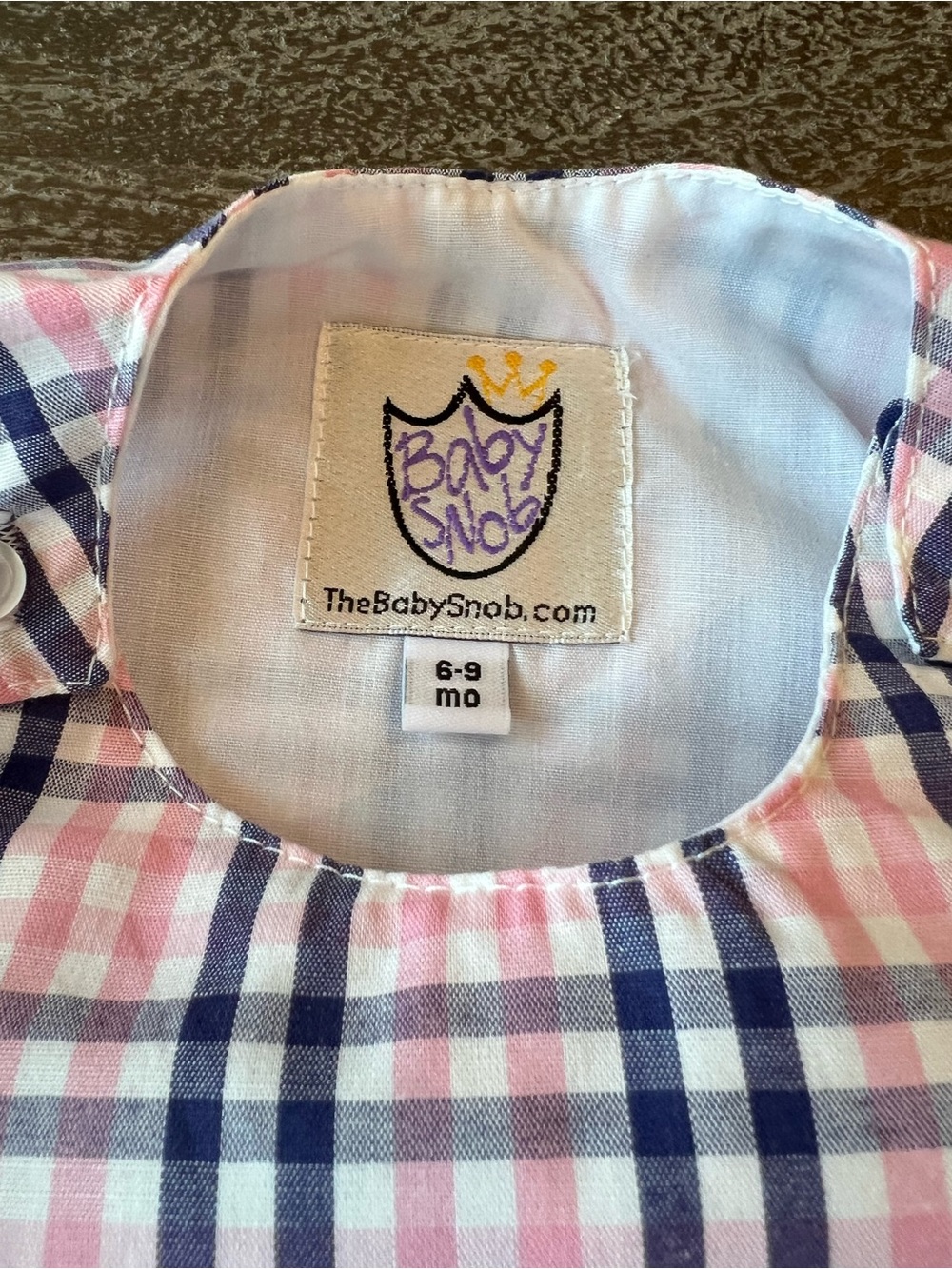 Boutique Baby Snob Pink and Navy Plaid Bubble Romper - Picture 2 of 5